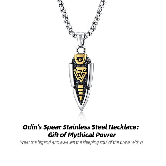 Odin's Spear Stainless Steel Necklace: Badge of the Brave's Journey