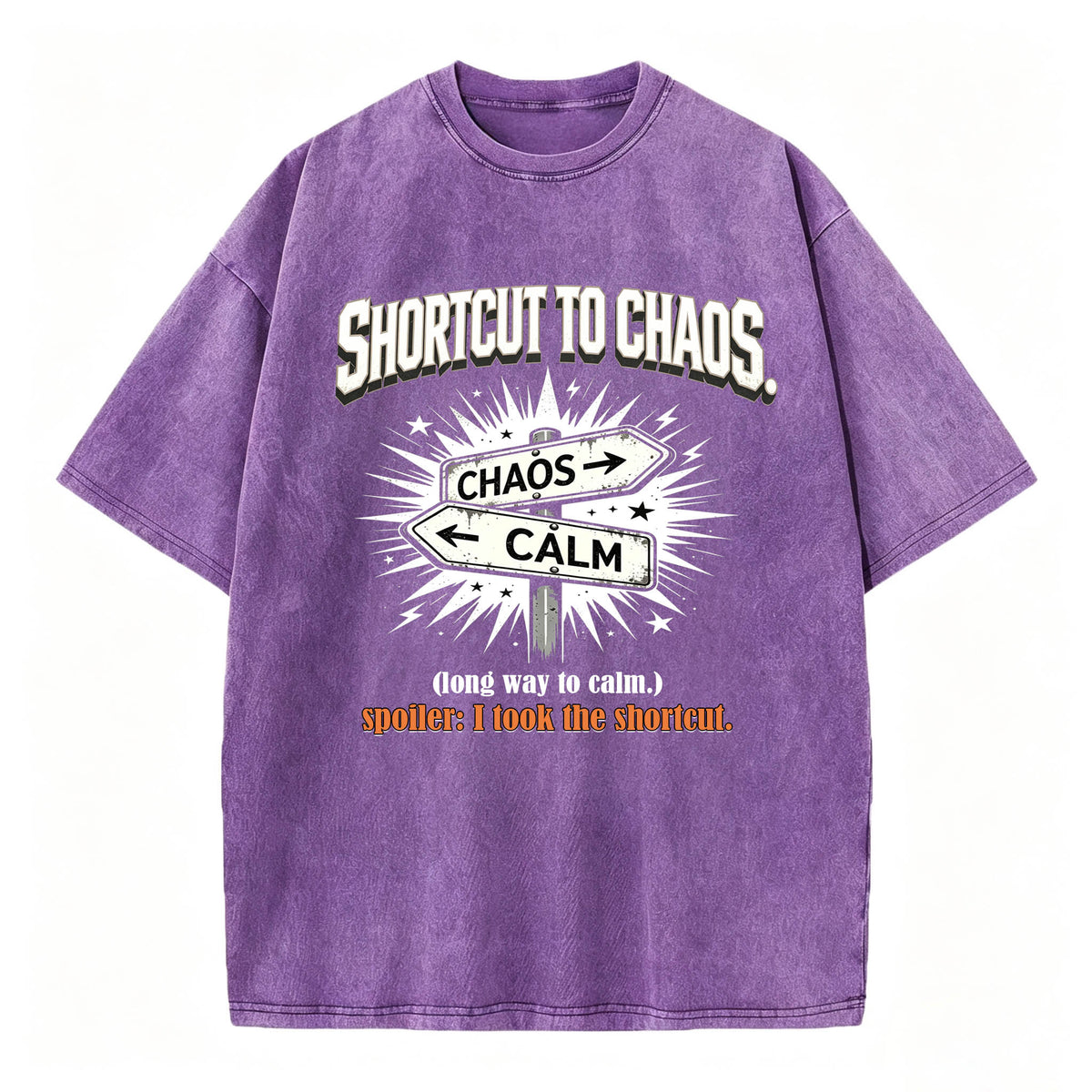 Shortcut To Chaos Funny Vintage Washed Graphic T-Shirt