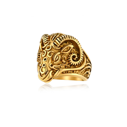 Vintage-Inspired Goat Head Stainless Steel Ring