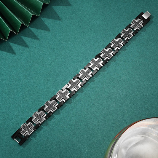 Stainless Steel Cross Bracelet | Interweaving Coolness, Forging Style
