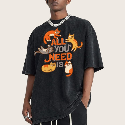 All You Need Is Cat Vintage Distressed T-shirt