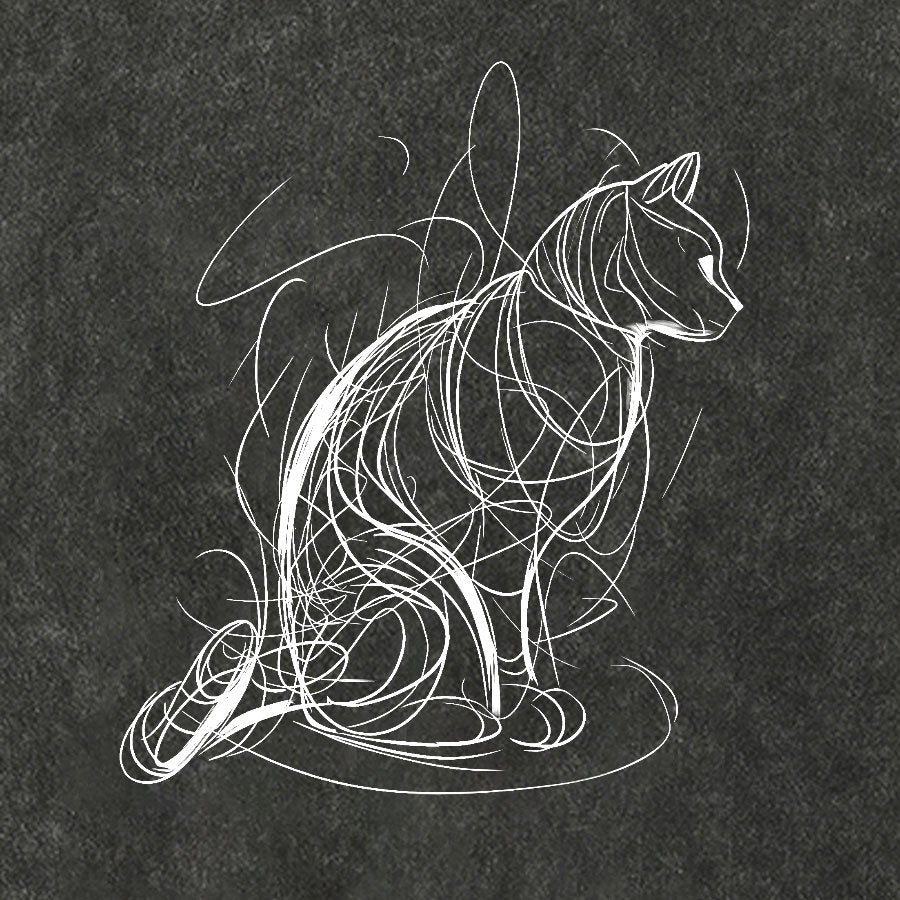 Cat lines Vintage Distressed T-shirt