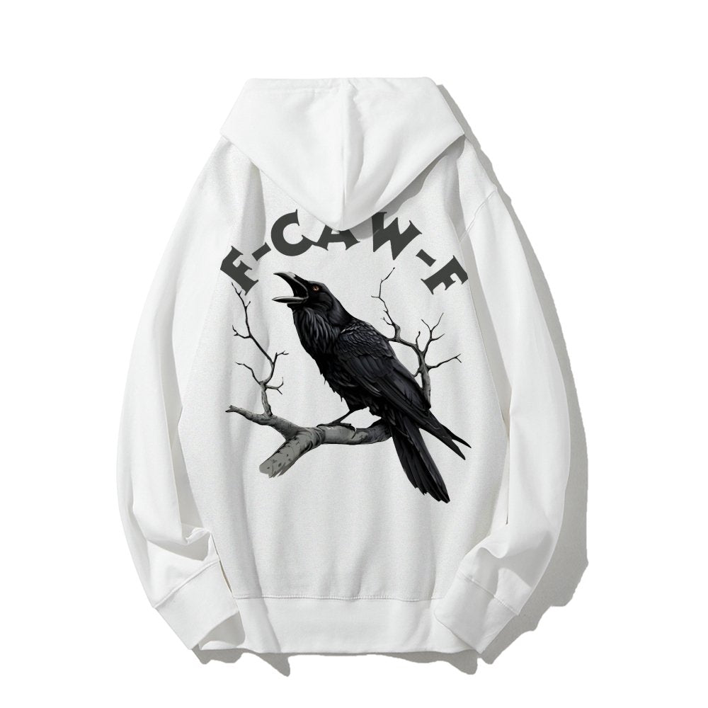 F-Caw-F Funny Crow Printed Back Unisex Cotton Hoodie