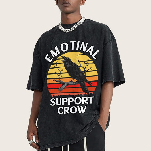 Emotional Support Crow Vintage Distressed T-shirt