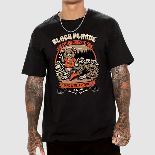 Black Plague Vacation Rat Geek T-Shirt