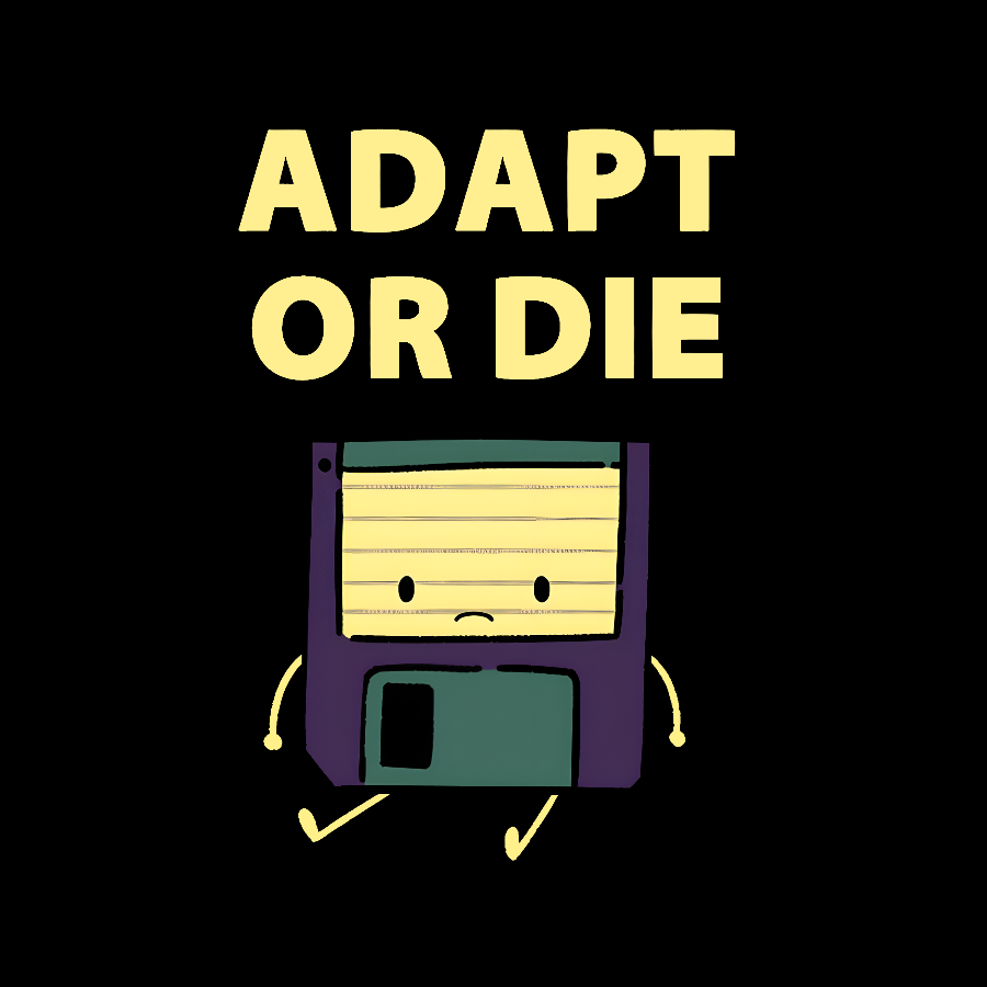 Adapt or Die Floppy Disk Geek T-Shirt
