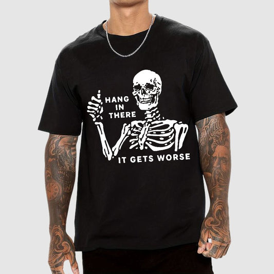 Hang In There Skeleton Geek T-Shirt