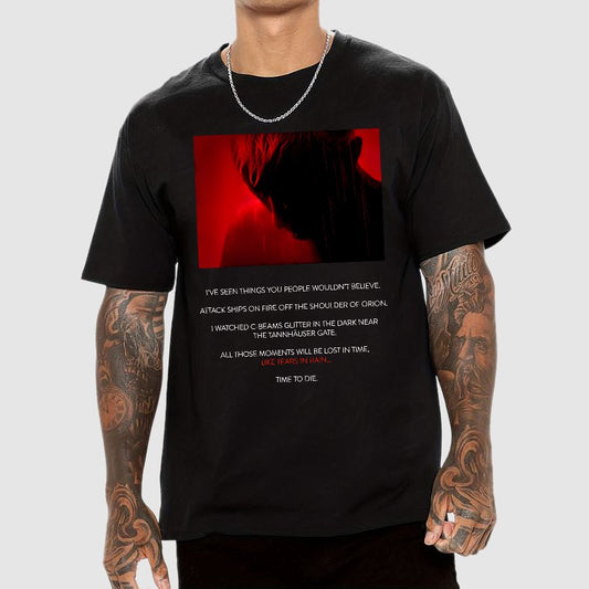 Tears in Rain-Tears in Red-Time to Die Geek T-Shirt