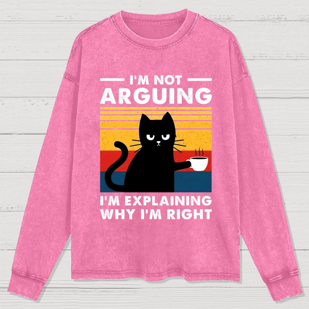 I'm Not Arguing Funny Cat Washed Long Sleeve Tee