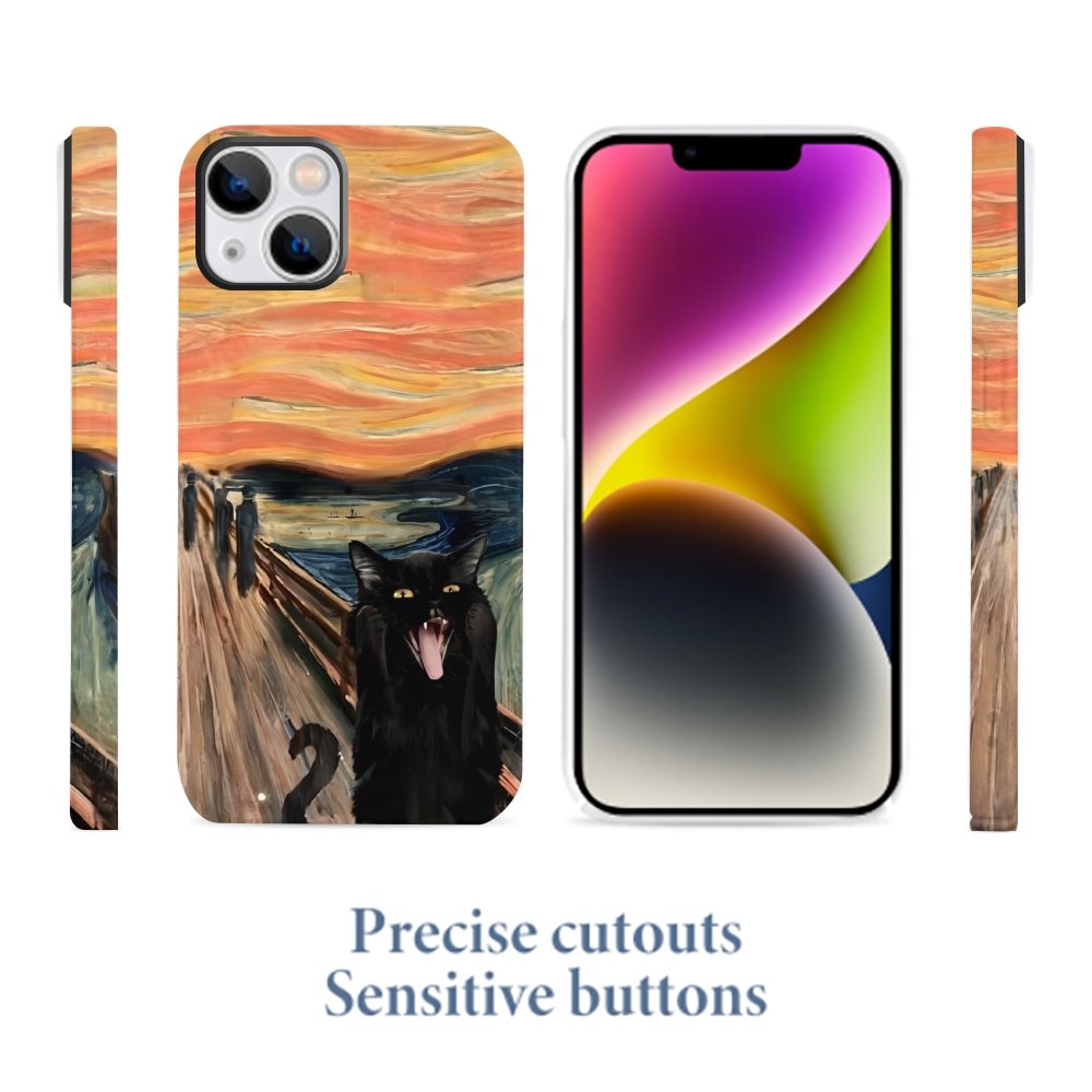 Black Cat Screams Phone Cases