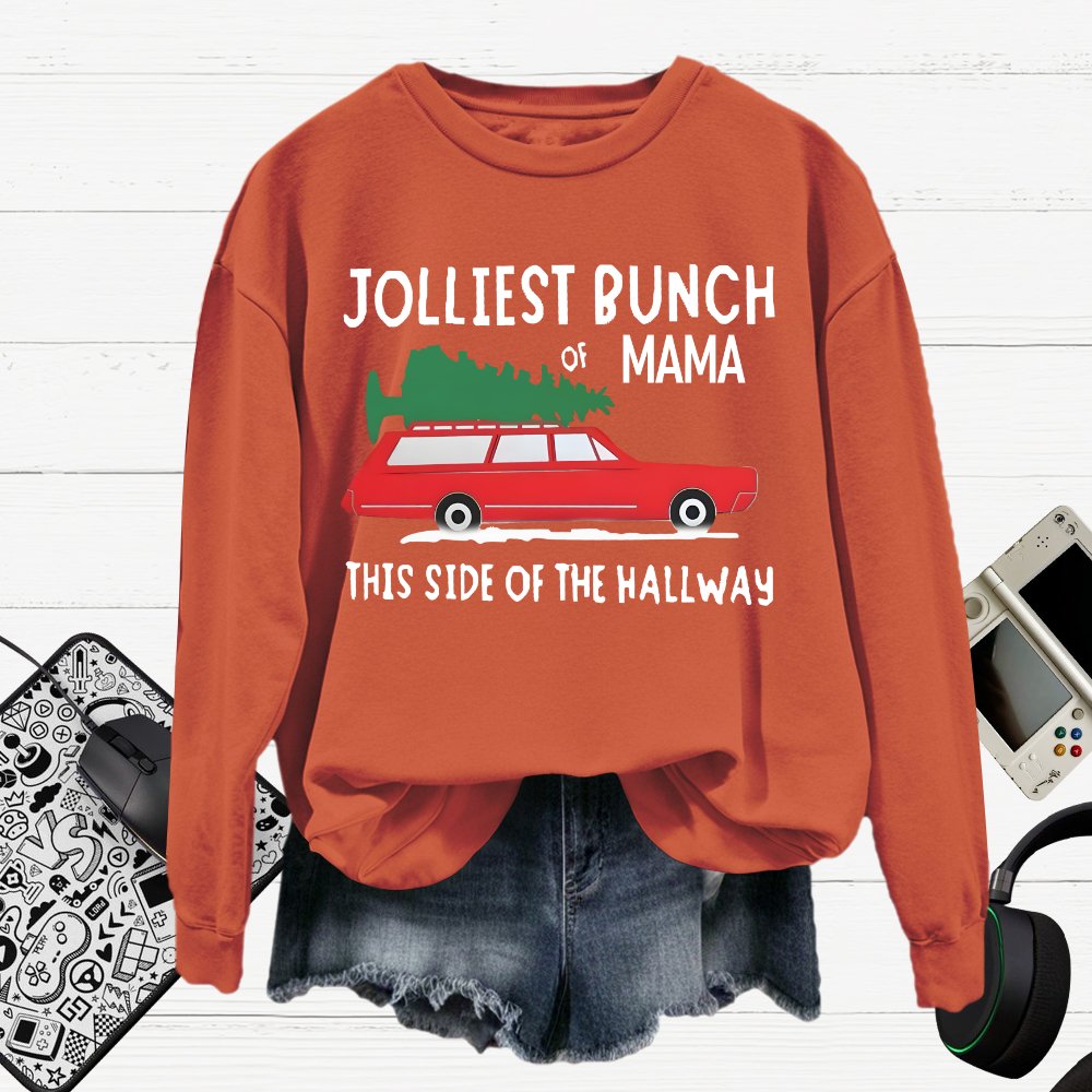 Jolliest Bunch Of MaMa Christmas Cotton Pullover Sweatshirt