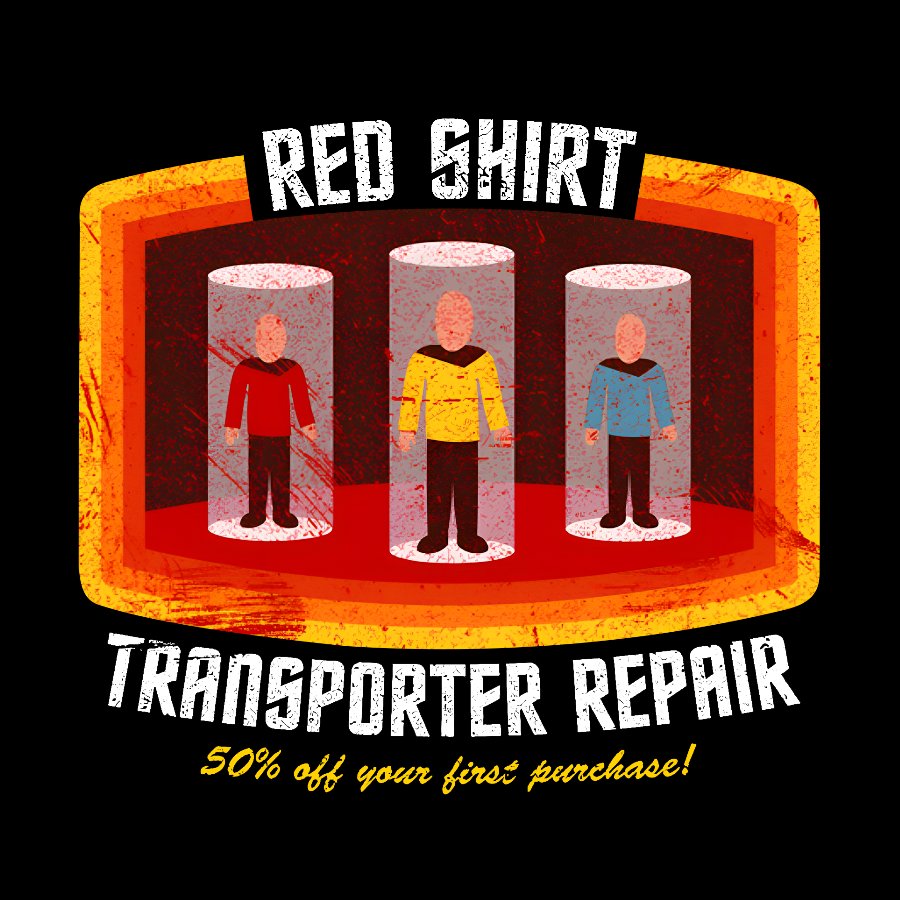 Red Shirt Space Repair Geek T-Shirt