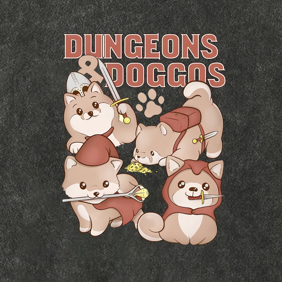 DUNGEONS AND DOGGOS Vintage Distressed T-shirt