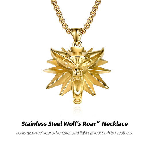Stainless Steel Wolf’s Roar” Necklace—roar against conformity, wear your wild soul.