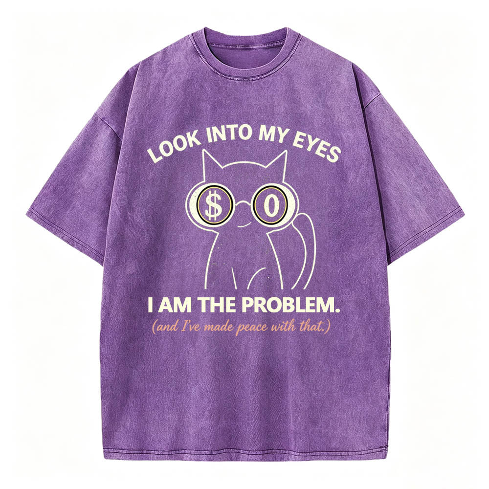 Look Into My Eyes — I Am The Problem Vintage Washed Cat Graphic T-Shirt
