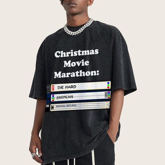 Christmas Movie Marathon Vintage Distressed T-shirt