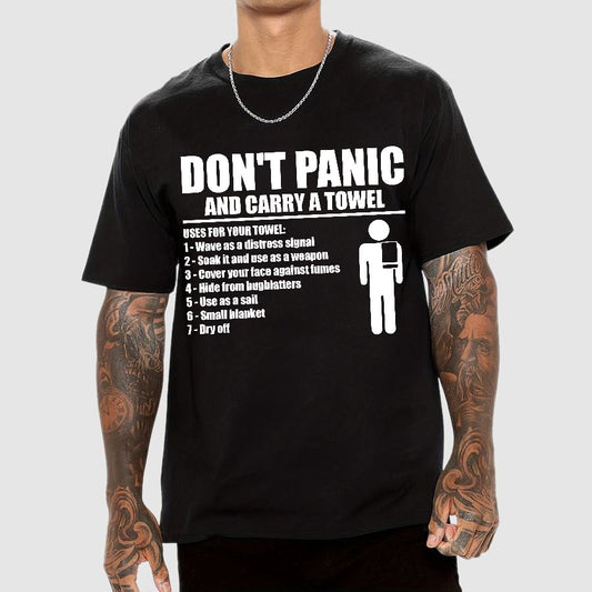 Don't Panic And Carry A Towel Geek T-Shirt