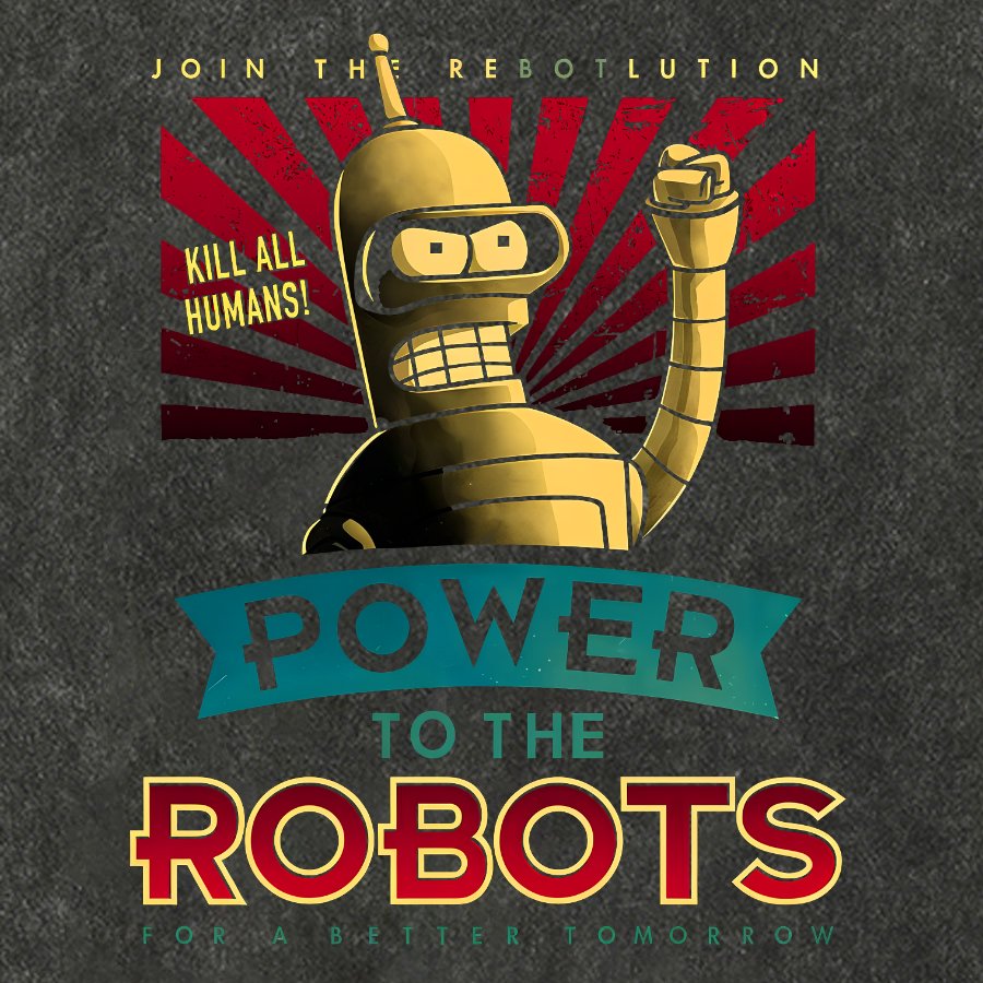 Power To The Robots Vintage Distressed T-shirt