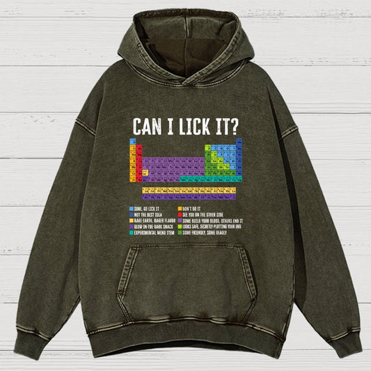Can I Lick It Chemistry Teacher Science Day Vintage Distressed Hoodie