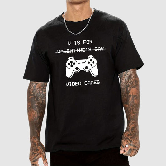V Is For Video Games - Valentine's Day Geek T-Shirt