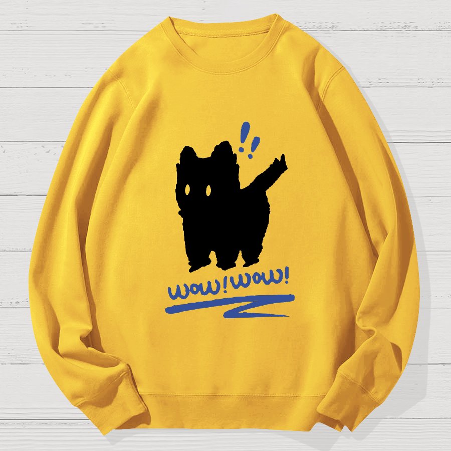 Black Cat Wow!Wow!Geek Cotton Sweatshirt