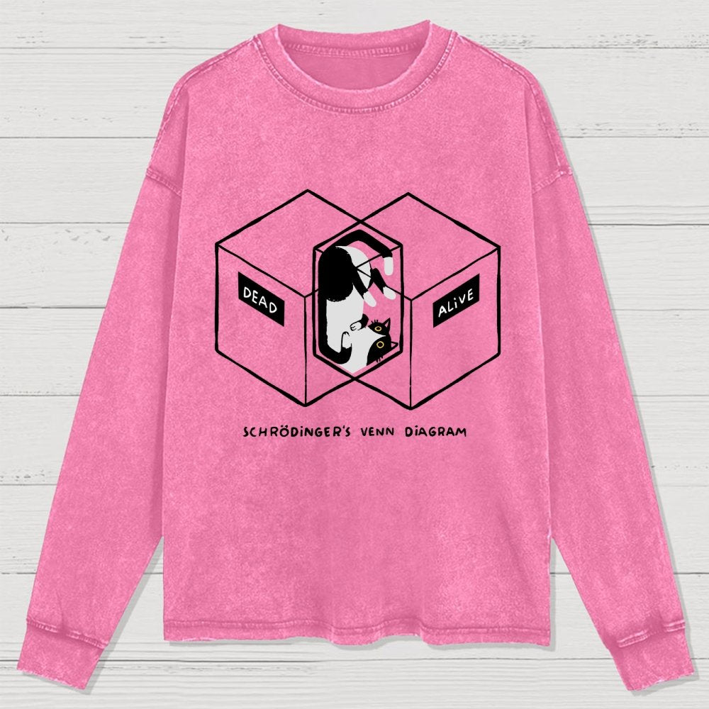 Schrodingers Venn Diagram Washed Long Sleeve Tee