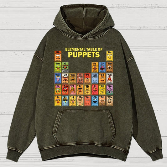 Elemental Table Of Puppets Vintage Distressed Hoodie