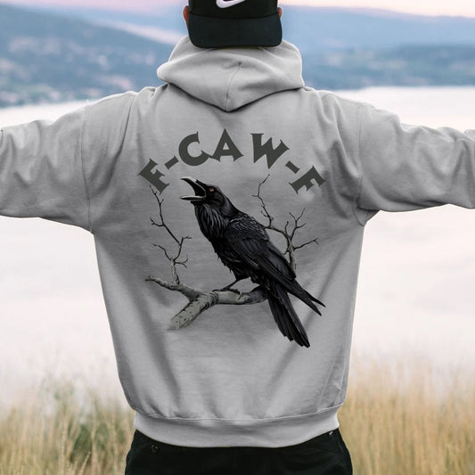 F-Caw-F Funny Crow Printed Back Unisex Cotton Hoodie