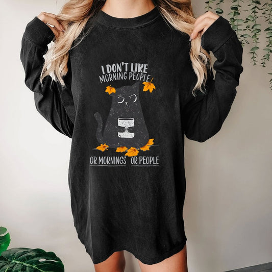 No Mornings No People Washed Long Sleeve Tee