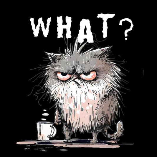 Bad Temper Feline With Coffee Grumpily Catty Funny Geek Cotton Sweatshirt