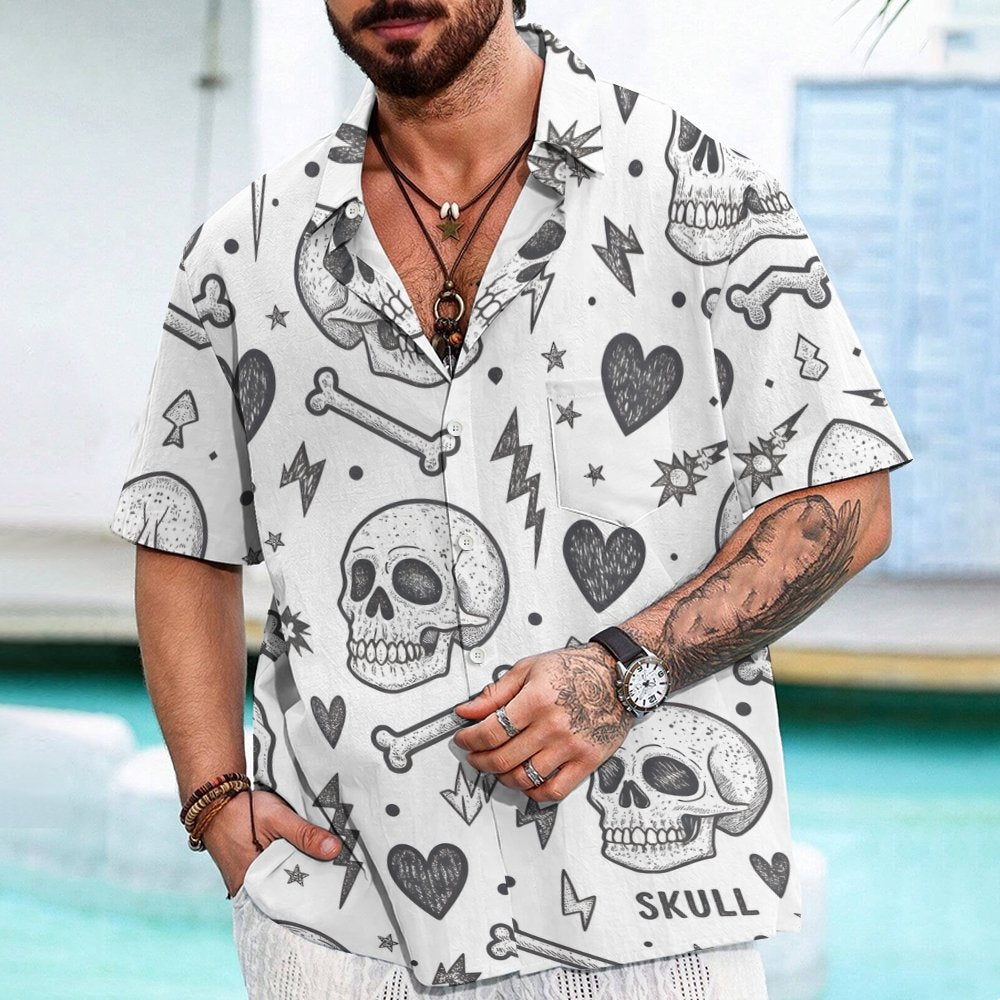 Skull pattern Geek Hawaiian Shirt