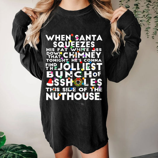 Christmas Vacation Jolliest Bunch Washed Long Sleeve Tee