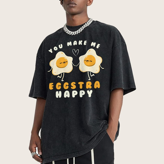 You Make Me Eggstra Happy Vintage Distressed T-shirt