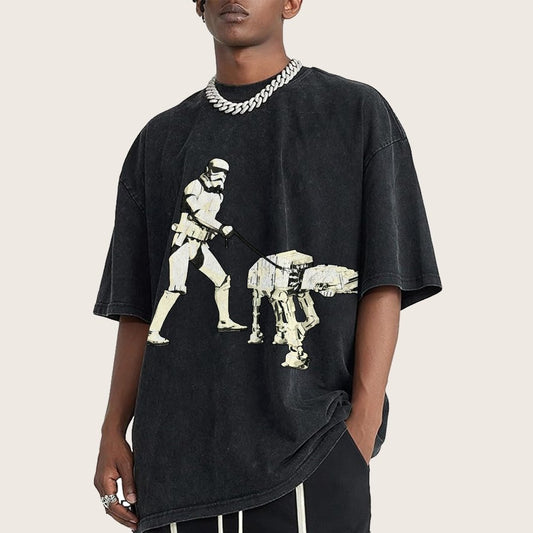 Empire Robot Dog-Planet Battles Vintage Distressed T-shirt