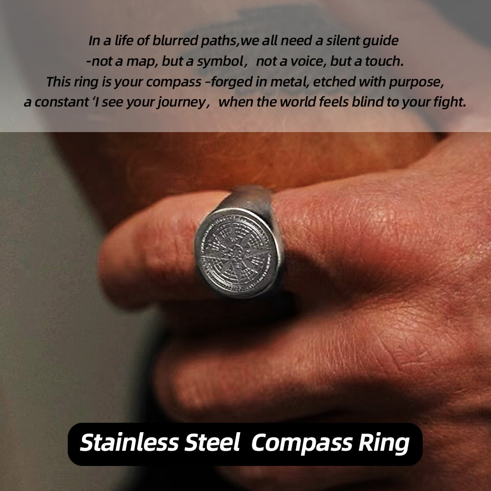 Stainless Steel Compass Ring | Let Your Courage Know the Direction