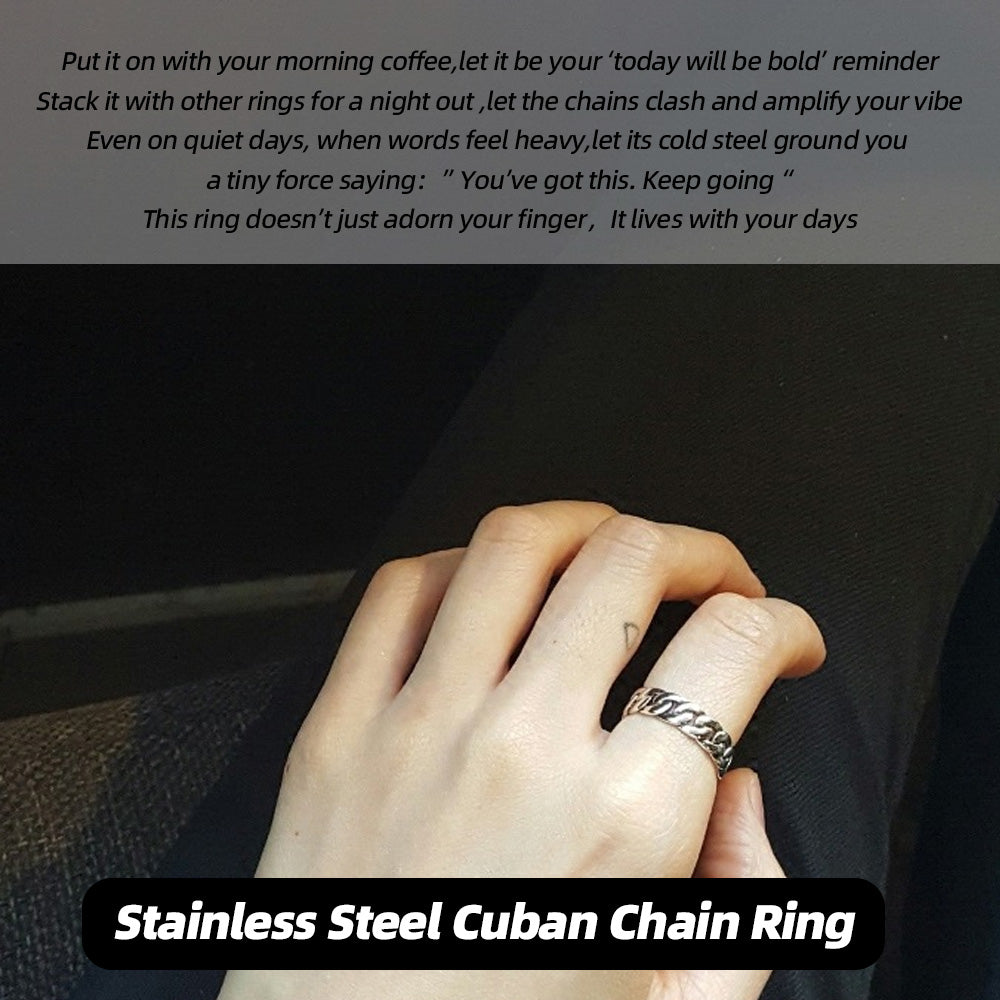 Stainless Steel Cuban Chain Ring | Tiny chain, huge vibe – your daily boost.
