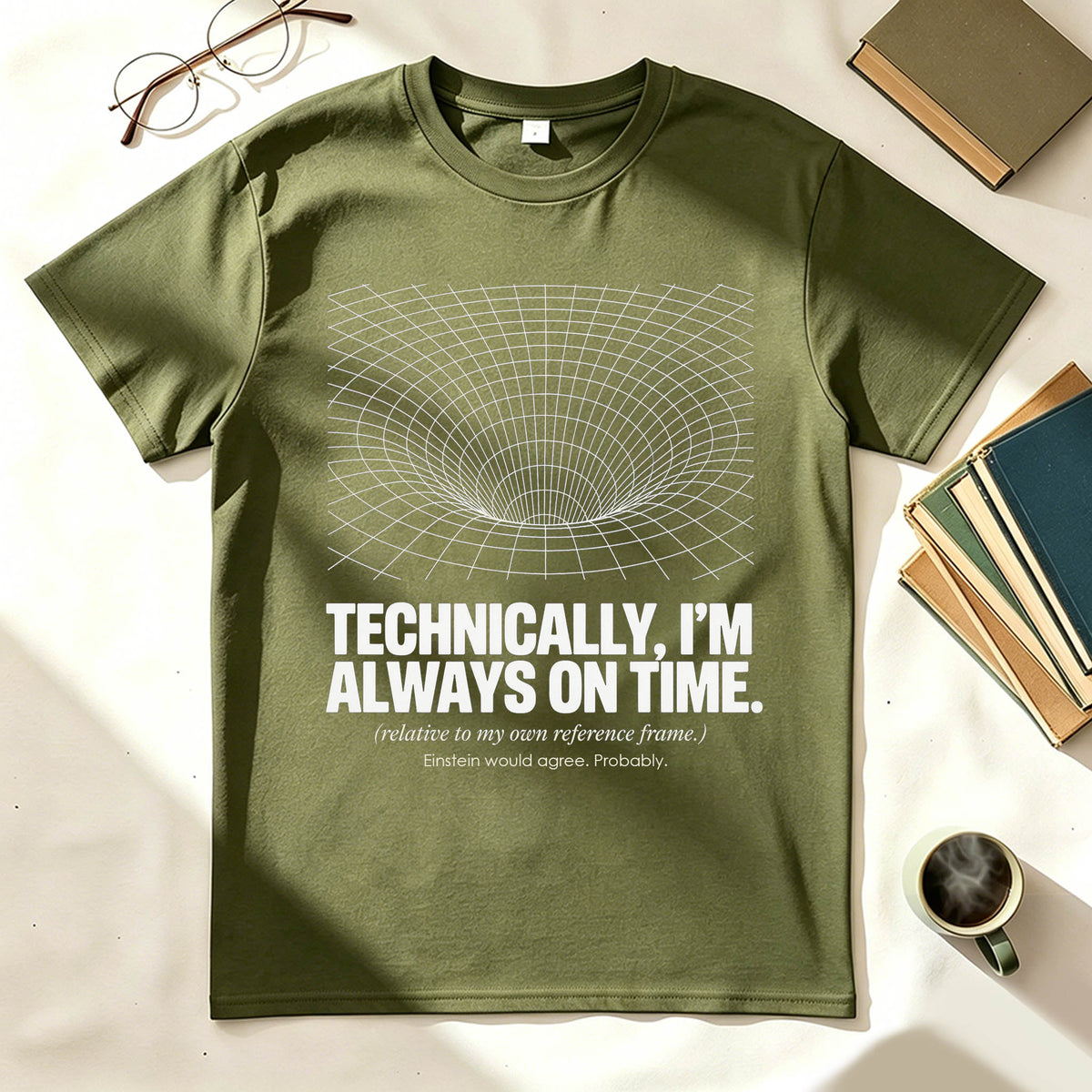 Technically I'm Always On Time Funny Physics Relativity Graphic Tee