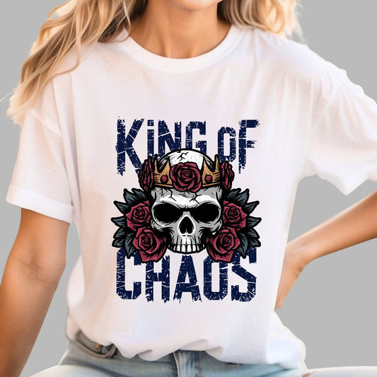 King of Chaos Skull Rose Crown Nerdy T-Shirt