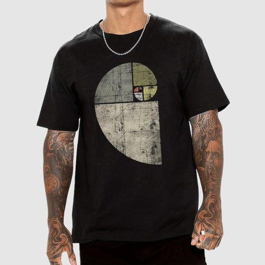Distressed Fibonacci Spiral Geek Graphic T-Shirt
