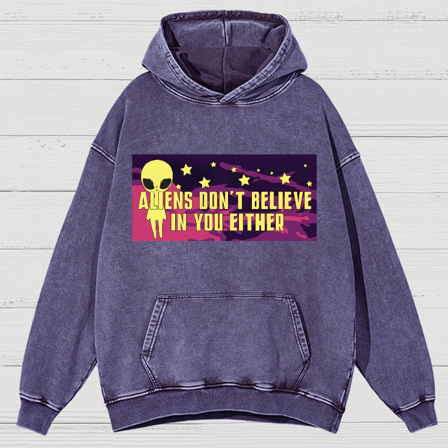 Mysterious Beings Don't Believe In You Either Vintage Distressed Hoodie