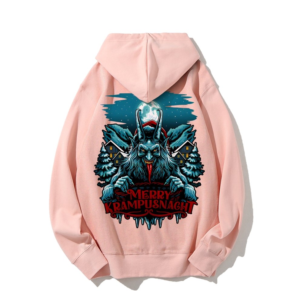 Merry Krampusnacht Printed Back Unisex Cotton Hoodie