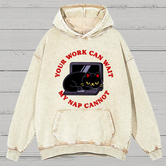 Work Can Wait Nap Cannot Vintage Distressed Hoodie