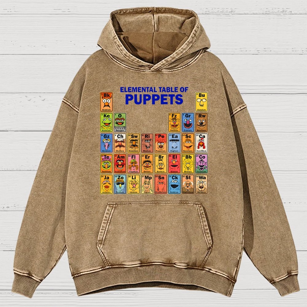 Elemental Table Of Puppets Vintage Distressed Hoodie