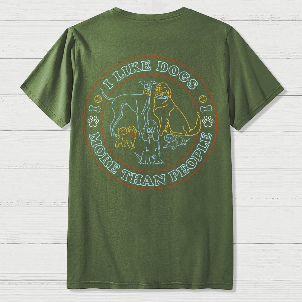 I Like Dogs More Than People Front And Back Printing Geek T-Shirt