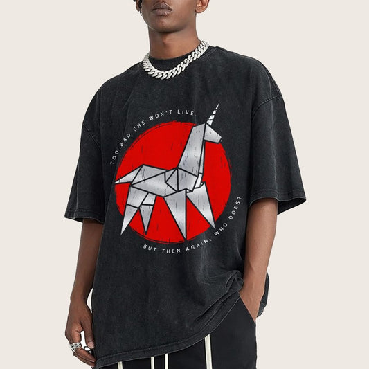 Unicorn It's Too Bad She Won't Live Vintage Distressed T-shirt