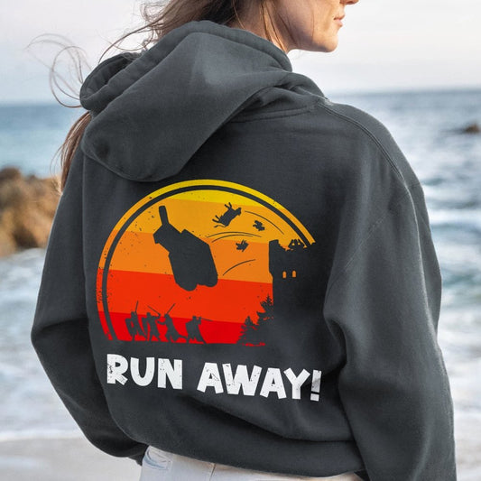 Run Away Printed Back Unisex Cotton Hoodie