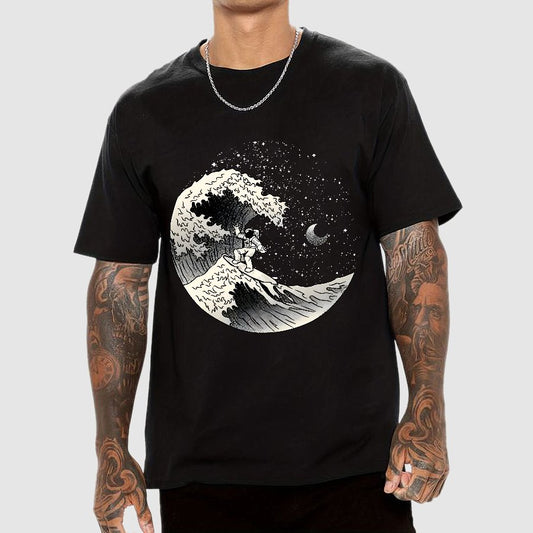Astronaut Surfing Kanagawa Wave by Tobe Fonseca Geek T-Shirt