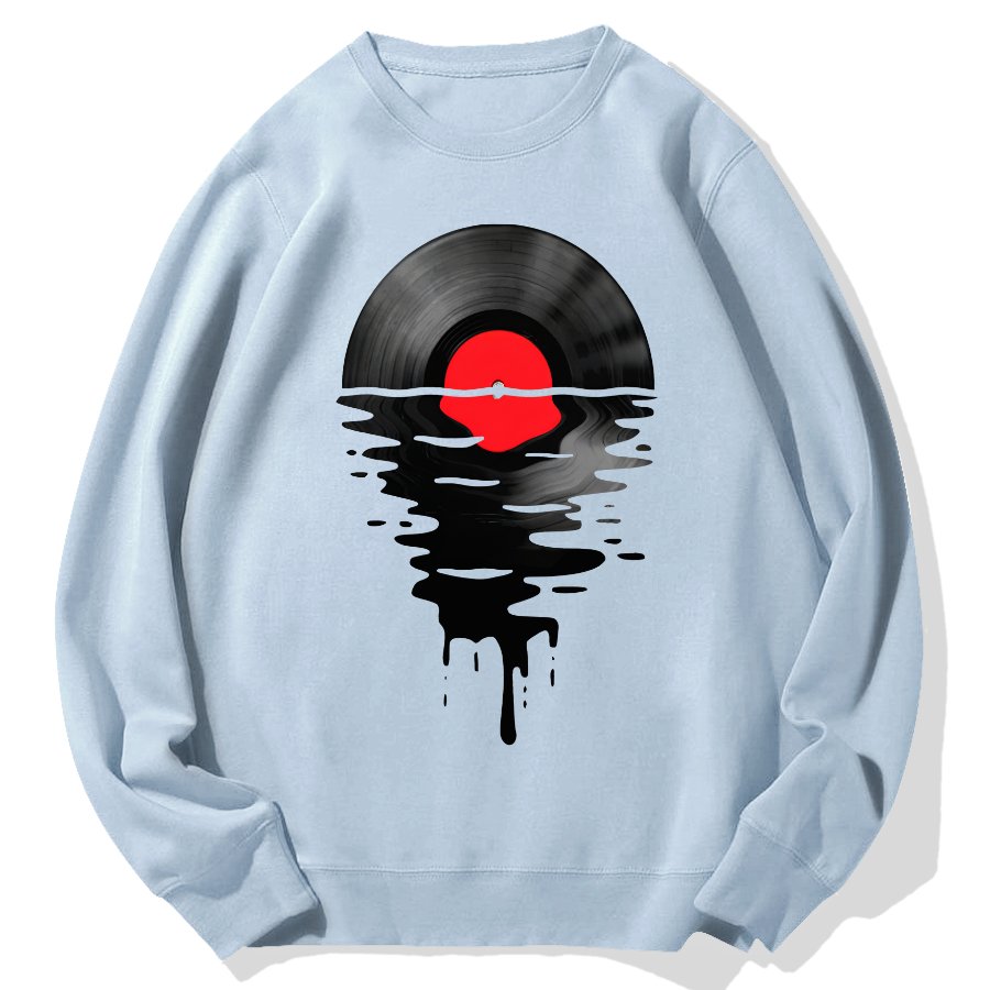 Vinyl LP Music Record Sunset Red Geek Cotton Sweatshirt