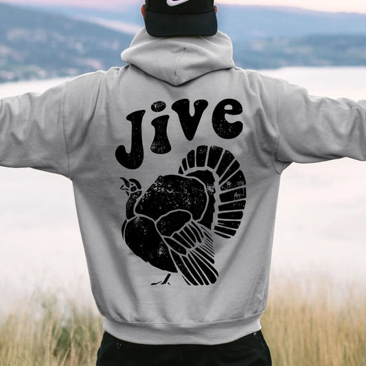 Jive Turkey Printed Back Unisex Cotton Hoodie