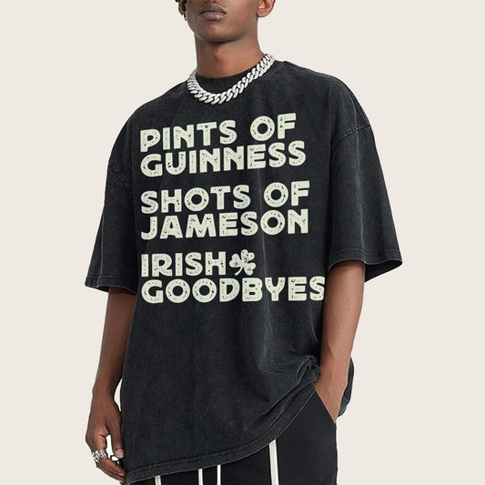 Pints Shots Goodbyes-St. Patrick's Day Vintage Distressed T-shirt